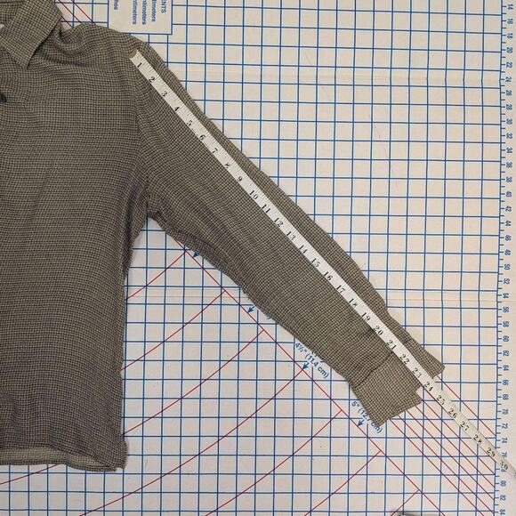 1990s Rena Rowan Silk Grid Blouse, Size 12 - Picture 5 of 7